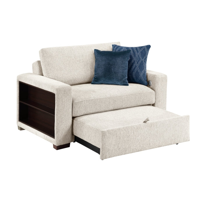 8548BE-215ACLA2* Convertible Chair and Half with Pull-out Bed, Click Motion Back, Two Arms with Shelves and Charging Ports