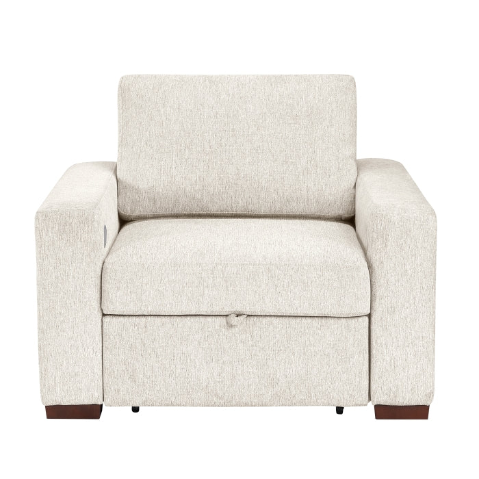 8548BE-2ACCLA2* Convertible Chair with Pull-out Bed, Click Motion Back, Two Arms with Shelves and Charging Ports