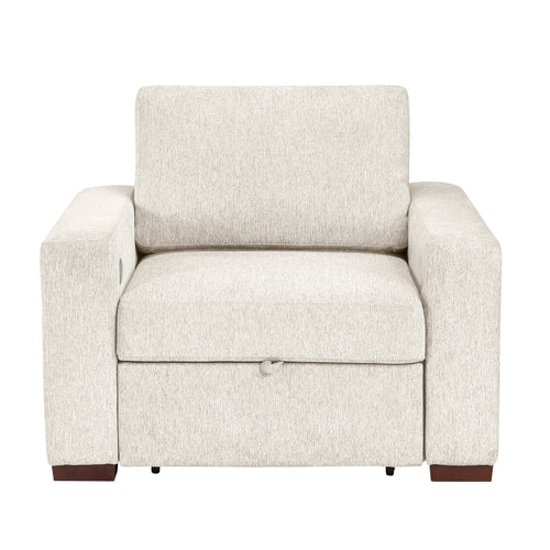 8548BE-2ACCLA2* Convertible Chair with Pull-out Bed, Click Motion Back, Two Arms with Shelves and Charging Ports