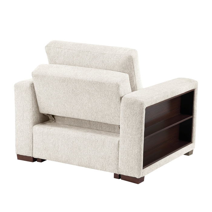 8548BE-2ACCLA2* Convertible Chair with Pull-out Bed, Click Motion Back, Two Arms with Shelves and Charging Ports