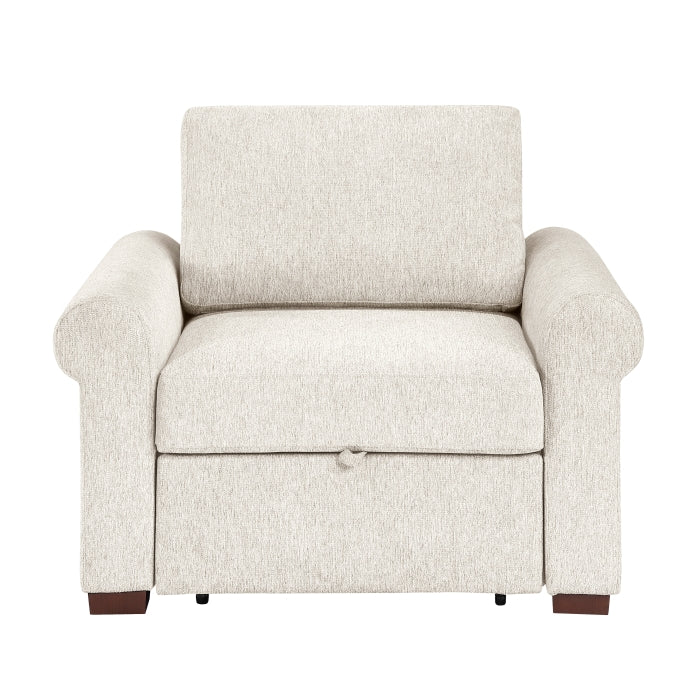 8548BE-2ACCLA4* Convertible Chair with Pull-out Bed, Click Motion Back and Two Roll Arms