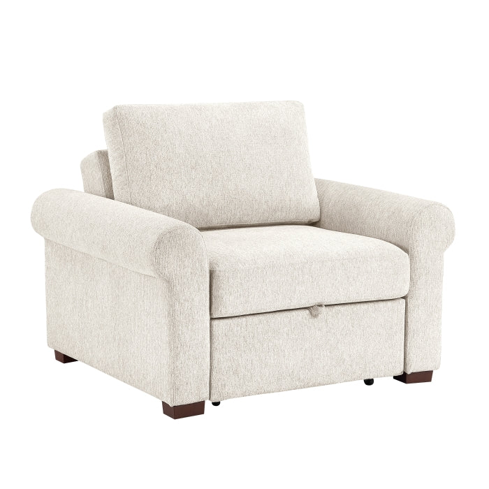 8548BE-2ACCLA4* Convertible Chair with Pull-out Bed, Click Motion Back and Two Roll Arms