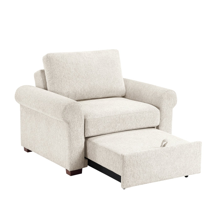 8548BE-2ACCLA4* Convertible Chair with Pull-out Bed, Click Motion Back and Two Roll Arms