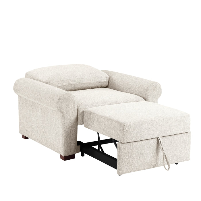 8548BE-2ACCLA4* Convertible Chair with Pull-out Bed, Click Motion Back and Two Roll Arms
