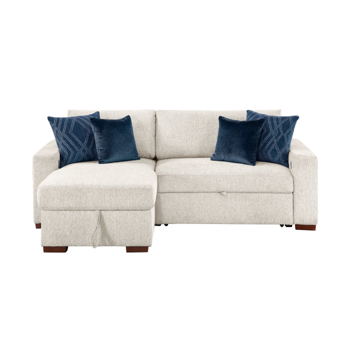 8548BE*3VC15ACLA2 2-Piece Sectional with Reversible Chaise, Pull-out Bed and Hidden Storage, Click Motion Back