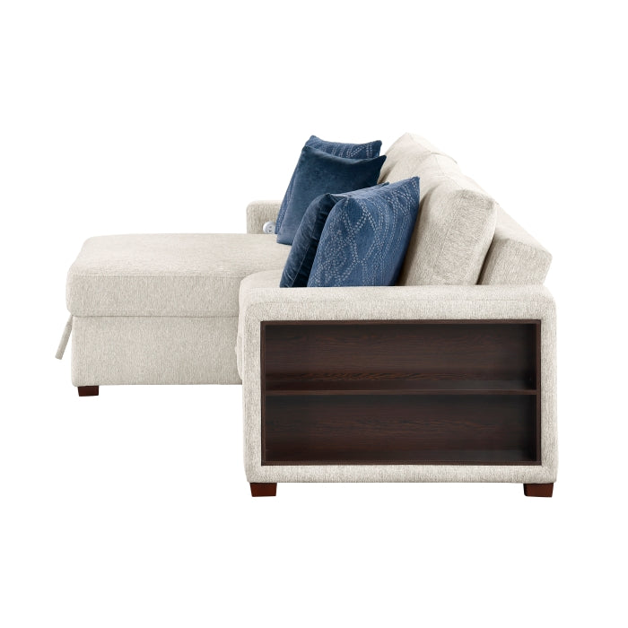 8548BE*3VC15ACLA2 2-Piece Sectional with Reversible Chaise, Pull-out Bed and Hidden Storage, Click Motion Back