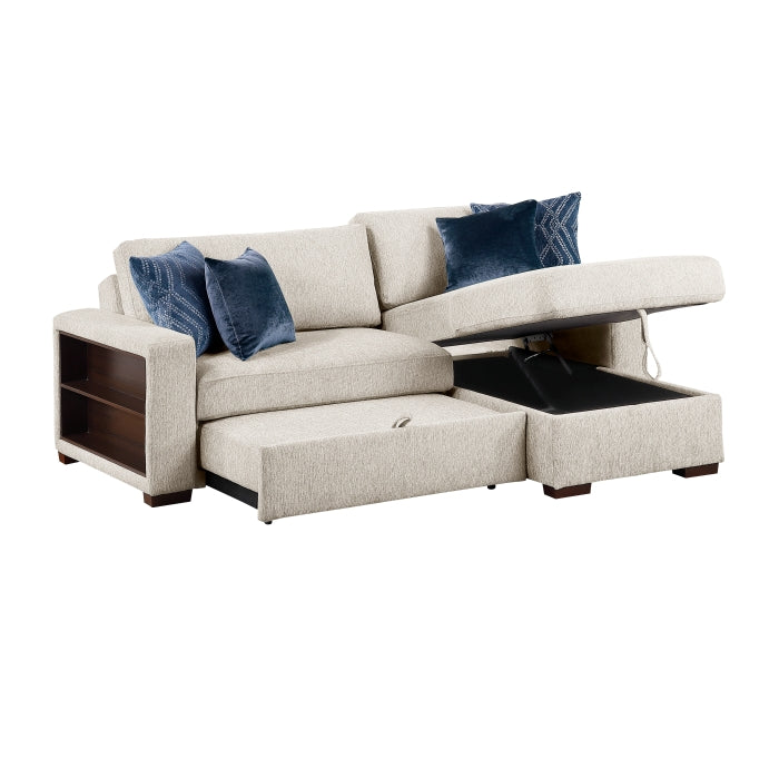 8548BE*3VC15ACLA2 2-Piece Sectional with Reversible Chaise, Pull-out Bed and Hidden Storage, Click Motion Back