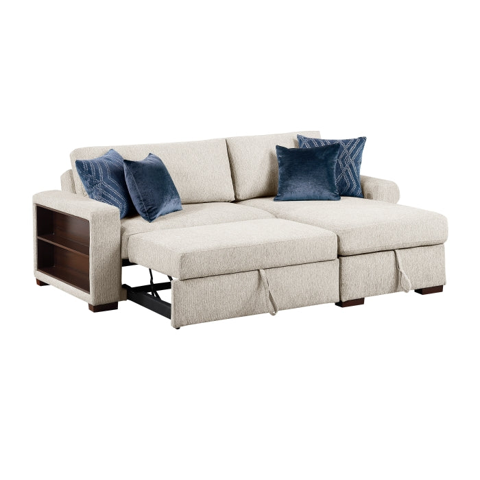 8548BE*3VC15ACLA2 2-Piece Sectional with Reversible Chaise, Pull-out Bed and Hidden Storage, Click Motion Back