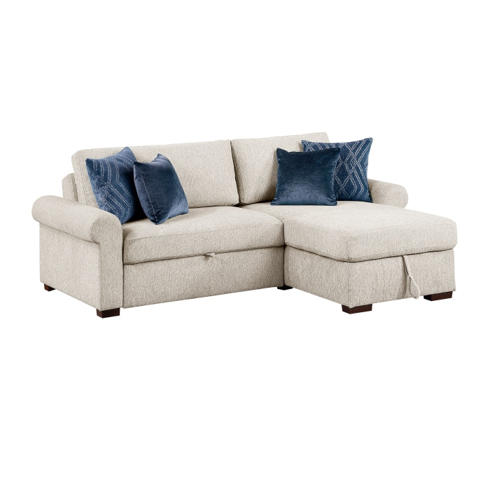 8548BE*3VC15ACLA4 2-Piece Sectional with Reversible Chaise, Pull-out Bed and Hidden Storage, Click Motion Back