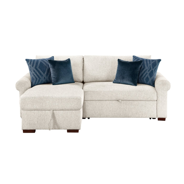 8548BE*3VC15ACLA4 2-Piece Sectional with Reversible Chaise, Pull-out Bed and Hidden Storage, Click Motion Back