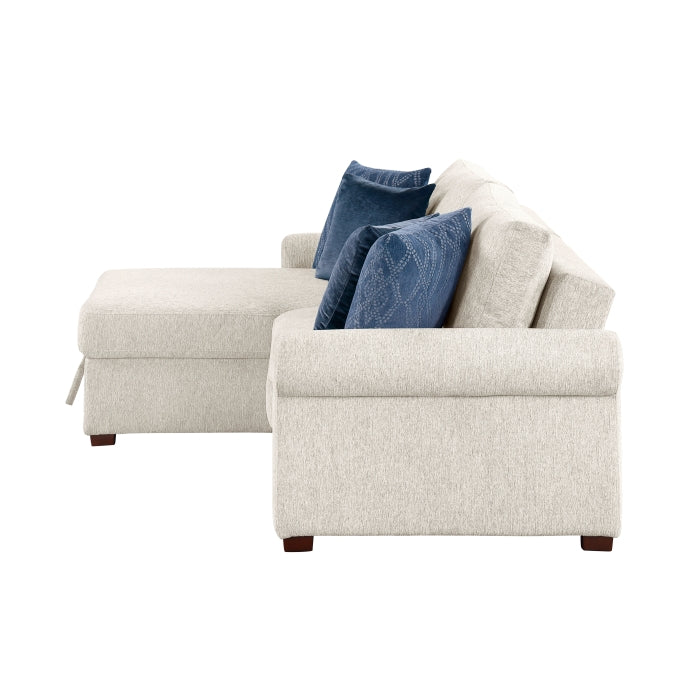 8548BE*3VC15ACLA4 2-Piece Sectional with Reversible Chaise, Pull-out Bed and Hidden Storage, Click Motion Back