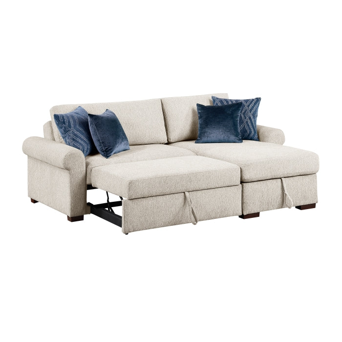 8548BE*3VC15ACLA4 2-Piece Sectional with Reversible Chaise, Pull-out Bed and Hidden Storage, Click Motion Back