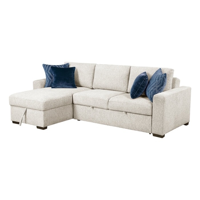 Isla 2-Piece Sectional with Reversible Chaise, Pull-out Bed and Hidden Storage, Click Motion Back (8548BE*3VC2ACLA)