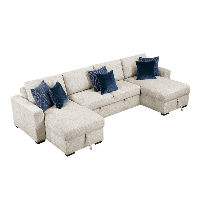 Isla 3-Piece Sectional with Reversible Chaises, Pull-out Bed and Hidden Storage, Click Motion Back (8548BE*42VC2ACLA)