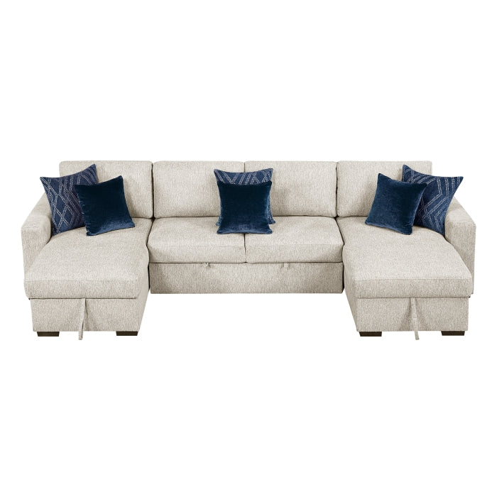 Isla 3-Piece Sectional with Reversible Chaises, Pull-out Bed and Hidden Storage, Click Motion Back (8548BE*42VC2ACLA)