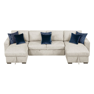 Isla 3-Piece Sectional with Reversible Chaises, Pull-out Bed and Hidden Storage, Click Motion Back (8548BE*42VC2ACLA)