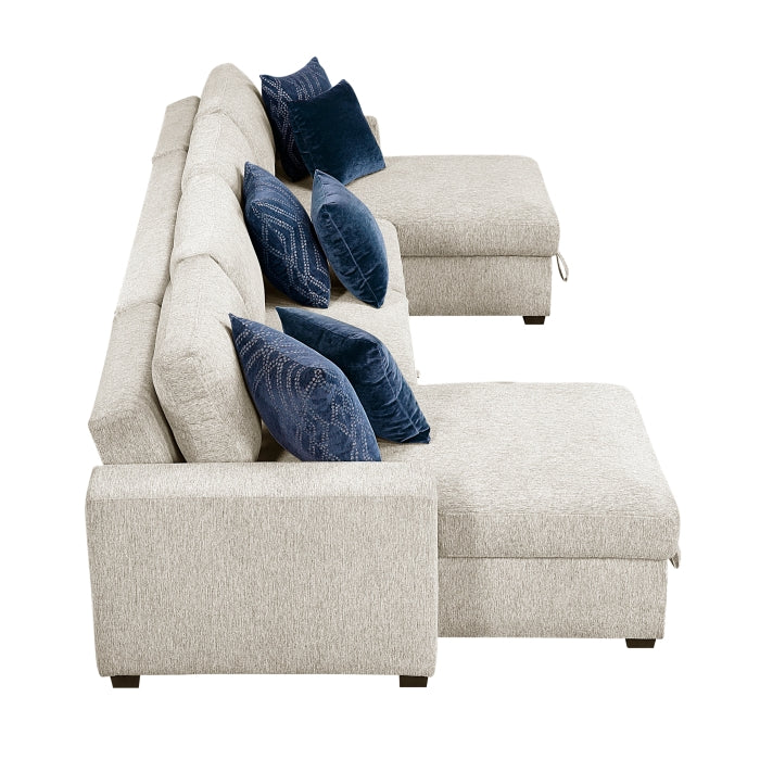 Isla 3-Piece Sectional with Reversible Chaises, Pull-out Bed and Hidden Storage, Click Motion Back (8548BE*42VC2ACLA)