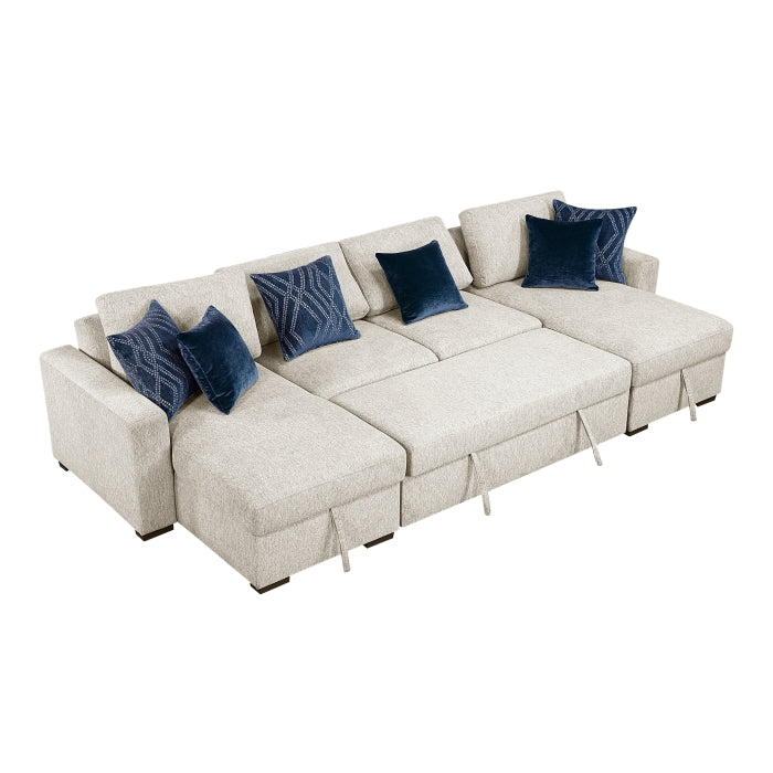 Isla 3-Piece Sectional with Reversible Chaises, Pull-out Bed and Hidden Storage, Click Motion Back (8548BE*42VC2ACLA)