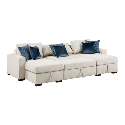 8548BE*4VC15ACLA 3-Piece Sectional with Two Reversible Chaises, Pull-out Bed, Hidden Storage, Click Motion Back and Two Track Arms