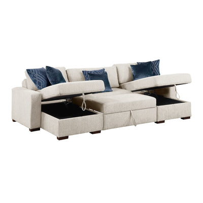 8548BE*4VC15ACLA 3-Piece Sectional with Two Reversible Chaises, Pull-out Bed, Hidden Storage, Click Motion Back and Two Track Arms