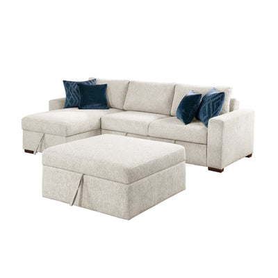 Isla 3-Piece Sectional with Reversible Chaise, Pull-out Bed, Hidden Storage and Ottoman, Click Motion Back (8548BE*4VC2ACLAOT)