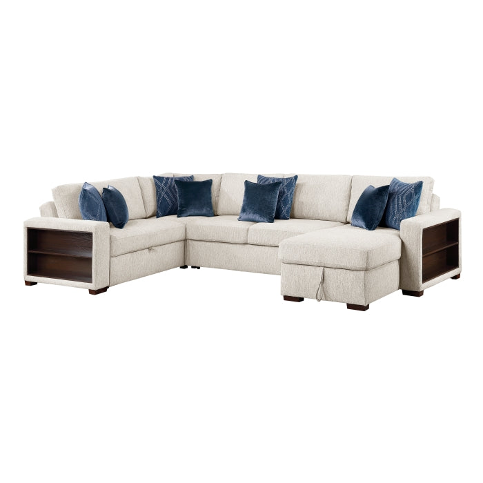 8548BE*5SC15ACLA2 4-Piece Sectional with Reversible Chaise, Pull-out Bed, Hidden Storage and Click Motion Back
