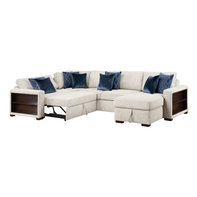8548BE*5SC15ACLA2 4-Piece Sectional with Reversible Chaise, Pull-out Bed, Hidden Storage and Click Motion Back