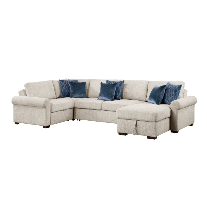 8548BE*5SCACCLA4 4-Piece Sectional with Reversible Chaise, Pull-out Bed, Hidden Storage and Click Motion Back