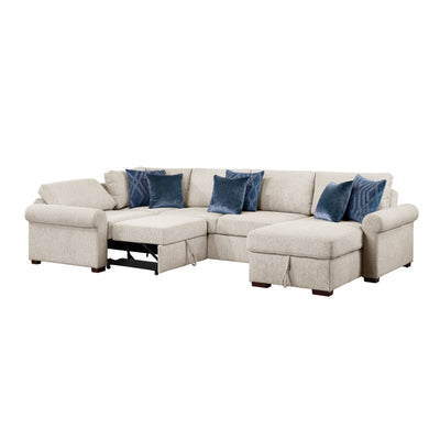 8548BE*5SCACCLA4 4-Piece Sectional with Reversible Chaise, Pull-out Bed, Hidden Storage and Click Motion Back