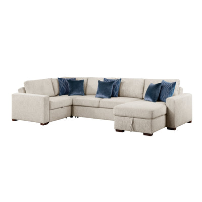 8548BE*5SCACCLA 4-Piece Sectional with Reversible Chaise, Pull-out Bed, Hidden Storage and Click Motion Back