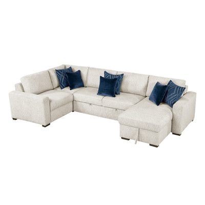 Isla 4-Piece Sectional with Reversible Chaise, Pull-out Bed and Hidden Storage (8548BE*5VC2ACLCRACA)