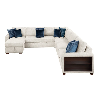 8548BE*6SCACCLA2 5-Piece Sectional with Reversible Chaise, Pull-out Bed, Hidden Storage and Click Motion Back
