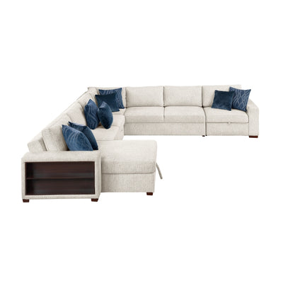 8548BE*6SCACCLA2 5-Piece Sectional with Reversible Chaise, Pull-out Bed, Hidden Storage and Click Motion Back