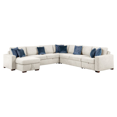 8548BE*6SCACCLA 5-Piece Sectional with Reversible Chaise, Pull-out Bed, Hidden Storage and Click Motion Back