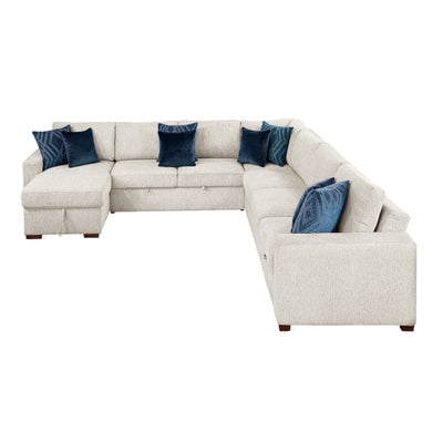 8548BE*6SCACCLA 5-Piece Sectional with Reversible Chaise, Pull-out Bed, Hidden Storage and Click Motion Back