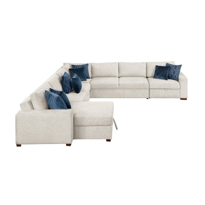 8548BE*6SCACCLA 5-Piece Sectional with Reversible Chaise, Pull-out Bed, Hidden Storage and Click Motion Back