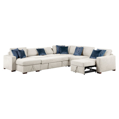 8548BE*6SCACCLA 5-Piece Sectional with Reversible Chaise, Pull-out Bed, Hidden Storage and Click Motion Back