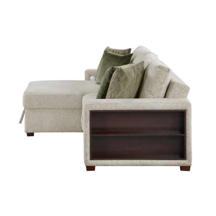 8548*3VC15ACLA2 2-Piece Sectional with Reversible Chaise, Pull-out Bed and Hidden Storage, Click Motion Back