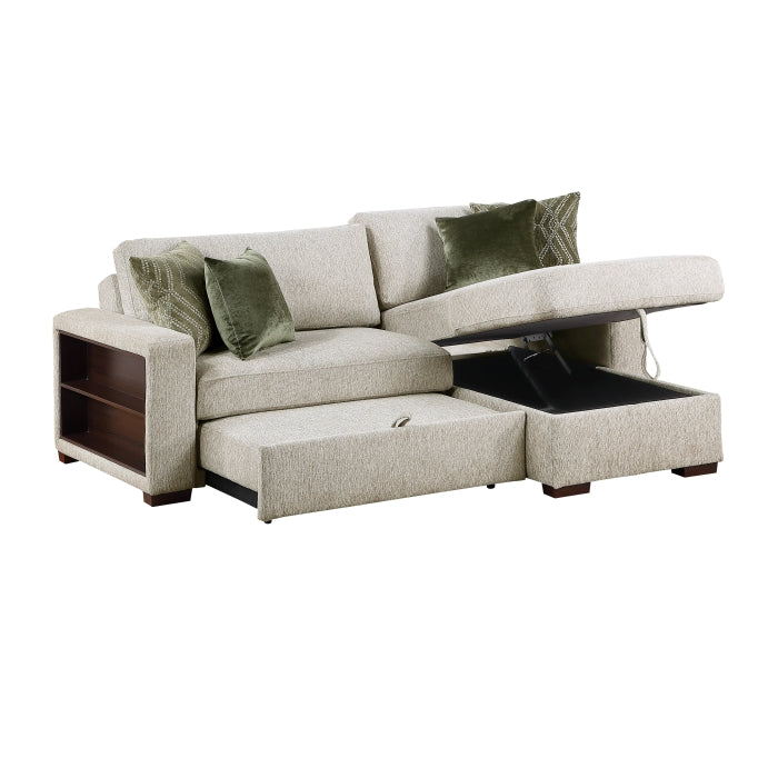 8548*3VC15ACLA2 2-Piece Sectional with Reversible Chaise, Pull-out Bed and Hidden Storage, Click Motion Back