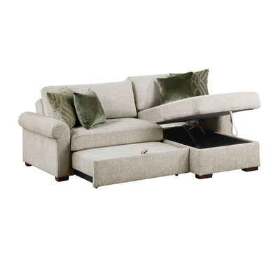8548*3VC15ACLA4 2-Piece Sectional with Reversible Chaise, Pull-out Bed and Hidden Storage, Click Motion Back