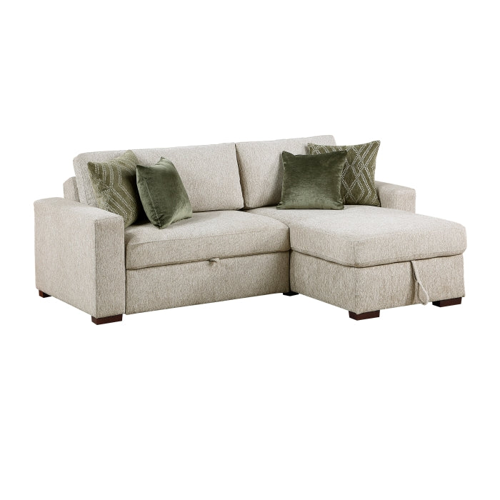 8548*3VC15ACLA 2-Piece Sectional with Reversible Chaise, Pull-out Bed and Hidden Storage, Click Motion Back
