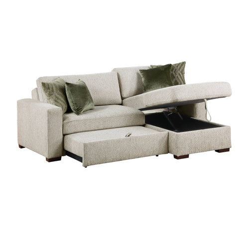 8548*3VC15ACLA 2-Piece Sectional with Reversible Chaise, Pull-out Bed and Hidden Storage, Click Motion Back