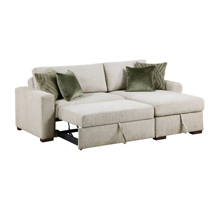 8548*3VC15ACLA 2-Piece Sectional with Reversible Chaise, Pull-out Bed and Hidden Storage, Click Motion Back