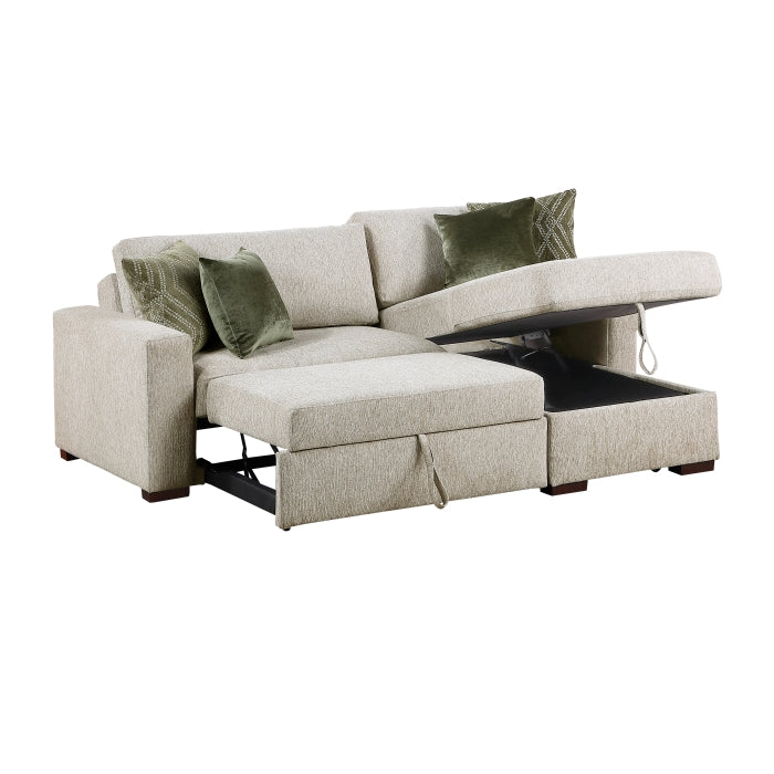 8548*3VC15ACLA 2-Piece Sectional with Reversible Chaise, Pull-out Bed and Hidden Storage, Click Motion Back