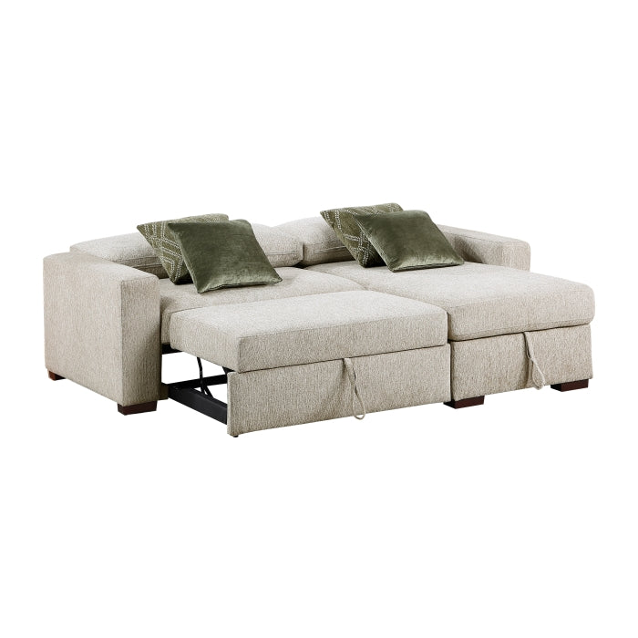 8548*3VC15ACLA 2-Piece Sectional with Reversible Chaise, Pull-out Bed and Hidden Storage, Click Motion Back