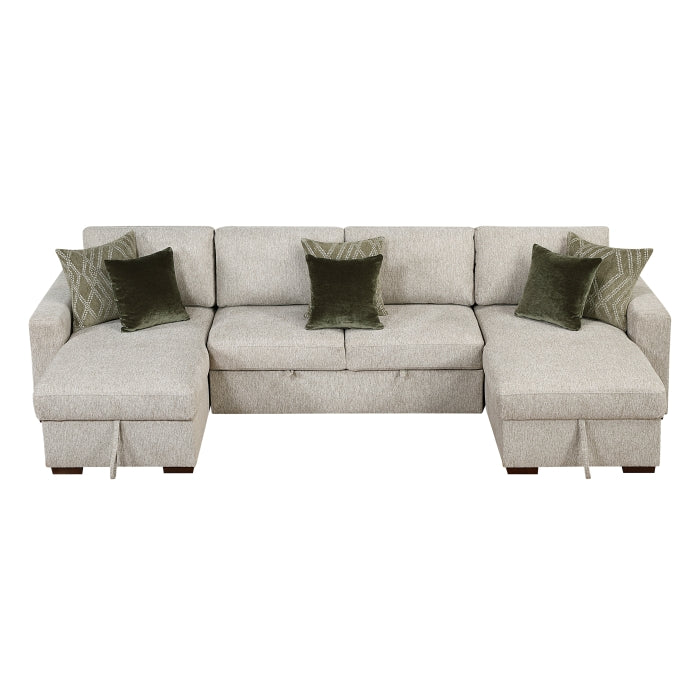 Isla 3-Piece Sectional with Reversible Chaises, Pull-out Bed and Hidden Storage, Click Motion Back (8548*42VC2ACLA)