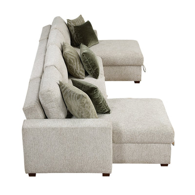 Isla 3-Piece Sectional with Reversible Chaises, Pull-out Bed and Hidden Storage, Click Motion Back (8548*42VC2ACLA)