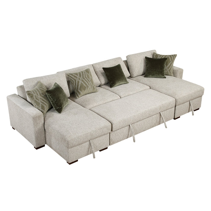 Isla 3-Piece Sectional with Reversible Chaises, Pull-out Bed and Hidden Storage, Click Motion Back (8548*42VC2ACLA)