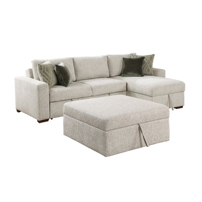Isla 3-Piece Sectional with Reversible Chaise, Pull-out Bed, Hidden Storage and Ottoman, Click Motion Back (8548*4VC2ACLAOT)