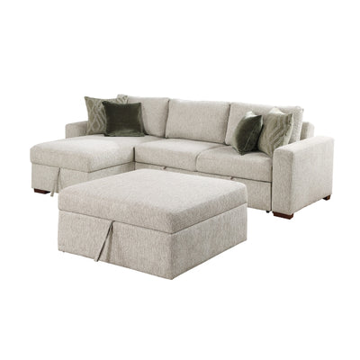 Isla 3-Piece Sectional with Reversible Chaise, Pull-out Bed, Hidden Storage and Ottoman, Click Motion Back (8548*4VC2ACLAOT)